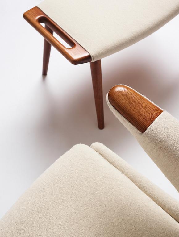 Hans J. Wegner, a 'Papa Bear' easy chair and ottoman, AP-stolen, Denmark, probably 1950-60s.