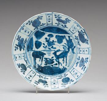 A set of six blue and white kraak dishes, Ming dynasty, Wanli (1572-1620).