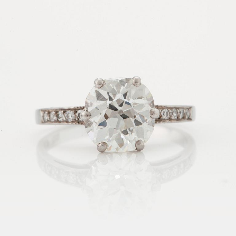 A RING set with an old-cut diamond.