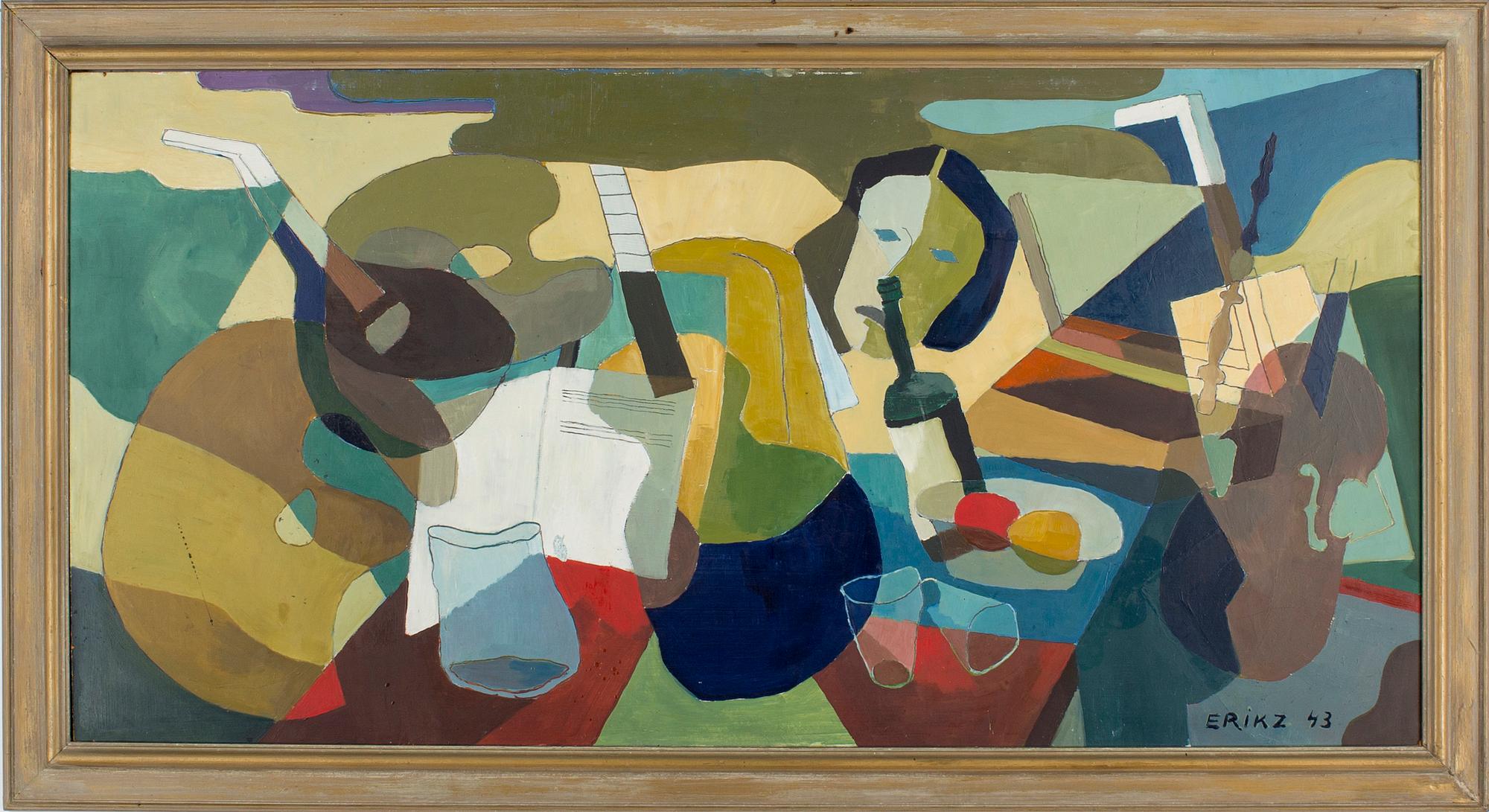 OKÄND KONSTNÄR, olja på pannå, signerad Erik Z -43.