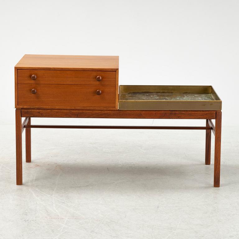 A teak and brass flowerstand with drawers by Myrstrand & Engström, 1960's.