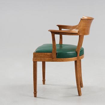 Alfred Grenander, a mahogany and green leather armchair, ca 1905.