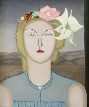 123. Lambert Werner, Woman with a pink rose.