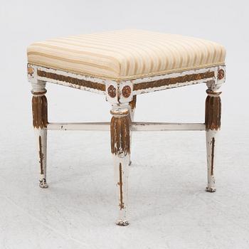 A late Gustavian stool, late 18th century.