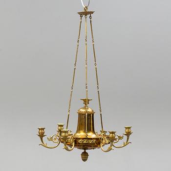 A six-light hanging lamp, late Empire, second half of the 19th century.