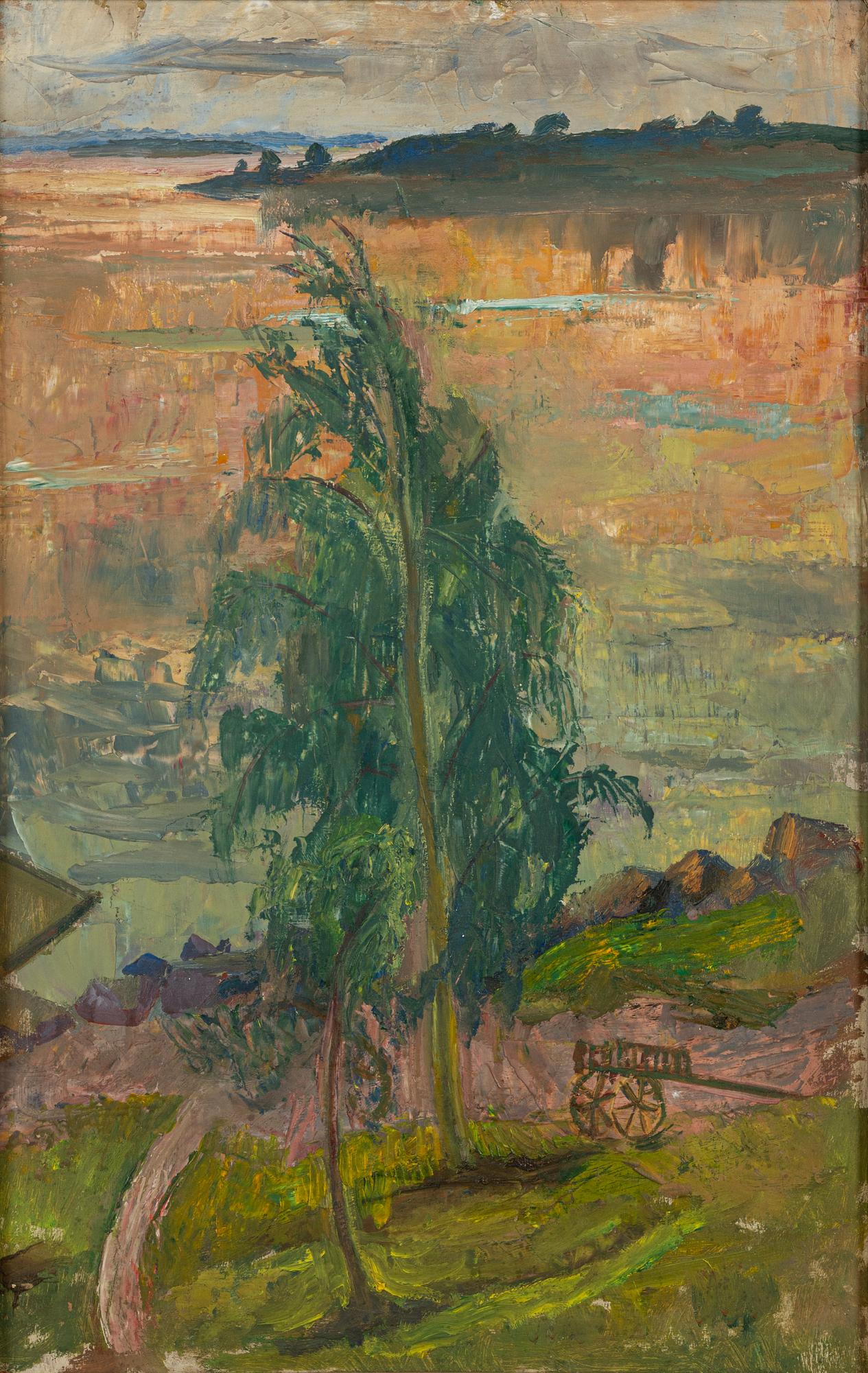 Maj Bring, Landscape with trees and cart.