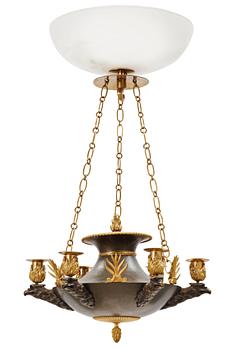 492. A Swedish Empire 19th century six-light hanging-lamp.