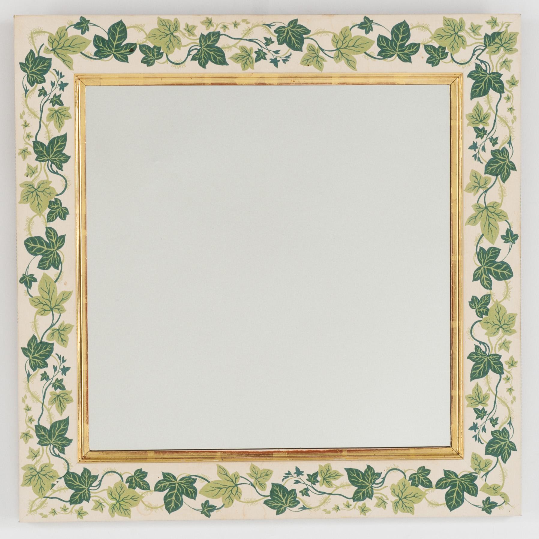 A mirror decorated with ivy attributed to Estrid Ericson for Svenskt Tenn.
