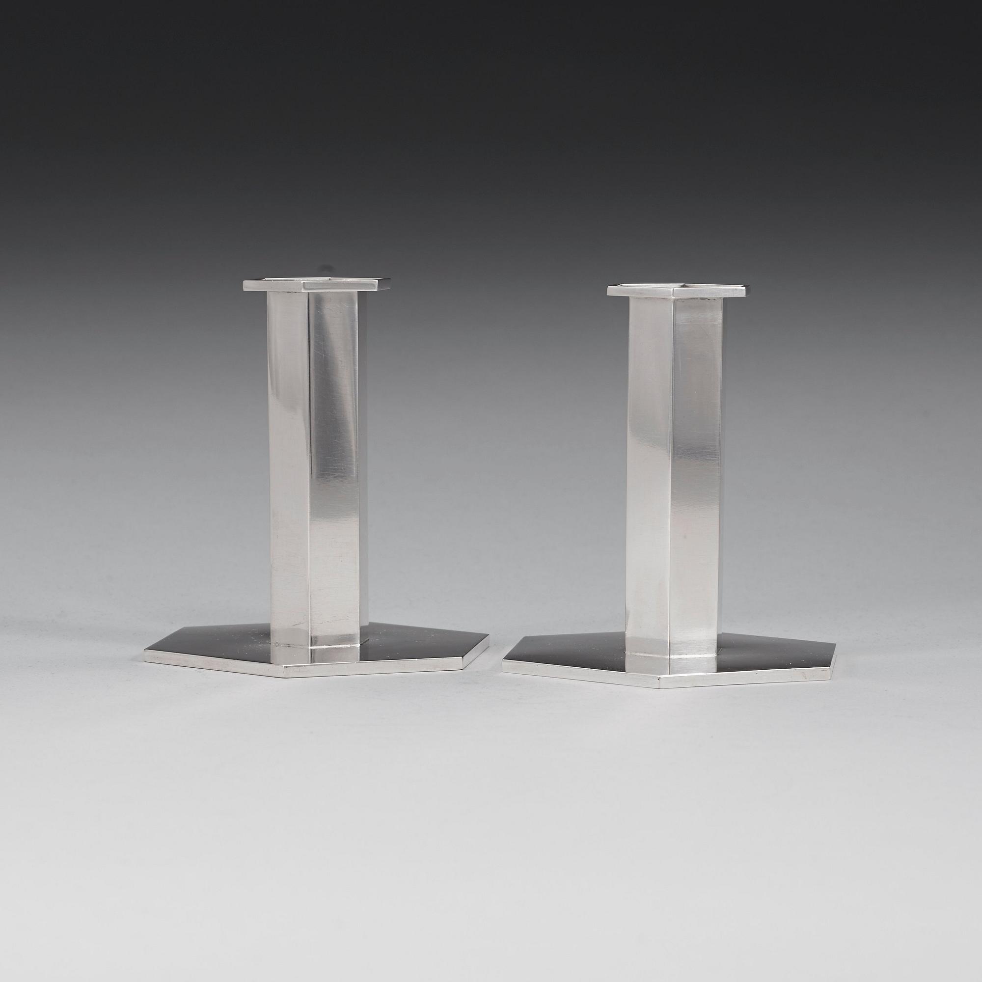 WIWEN NILSSON, ljusstakar, ett par, Lund 1961 & -67, sterling.