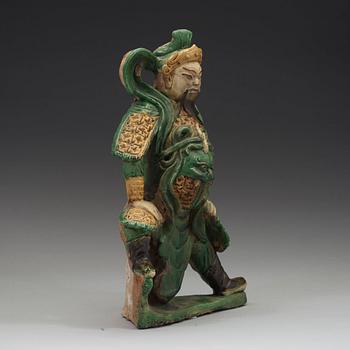 A sancai glazed figure of Guandi, Ming dynasty (1368-1644).