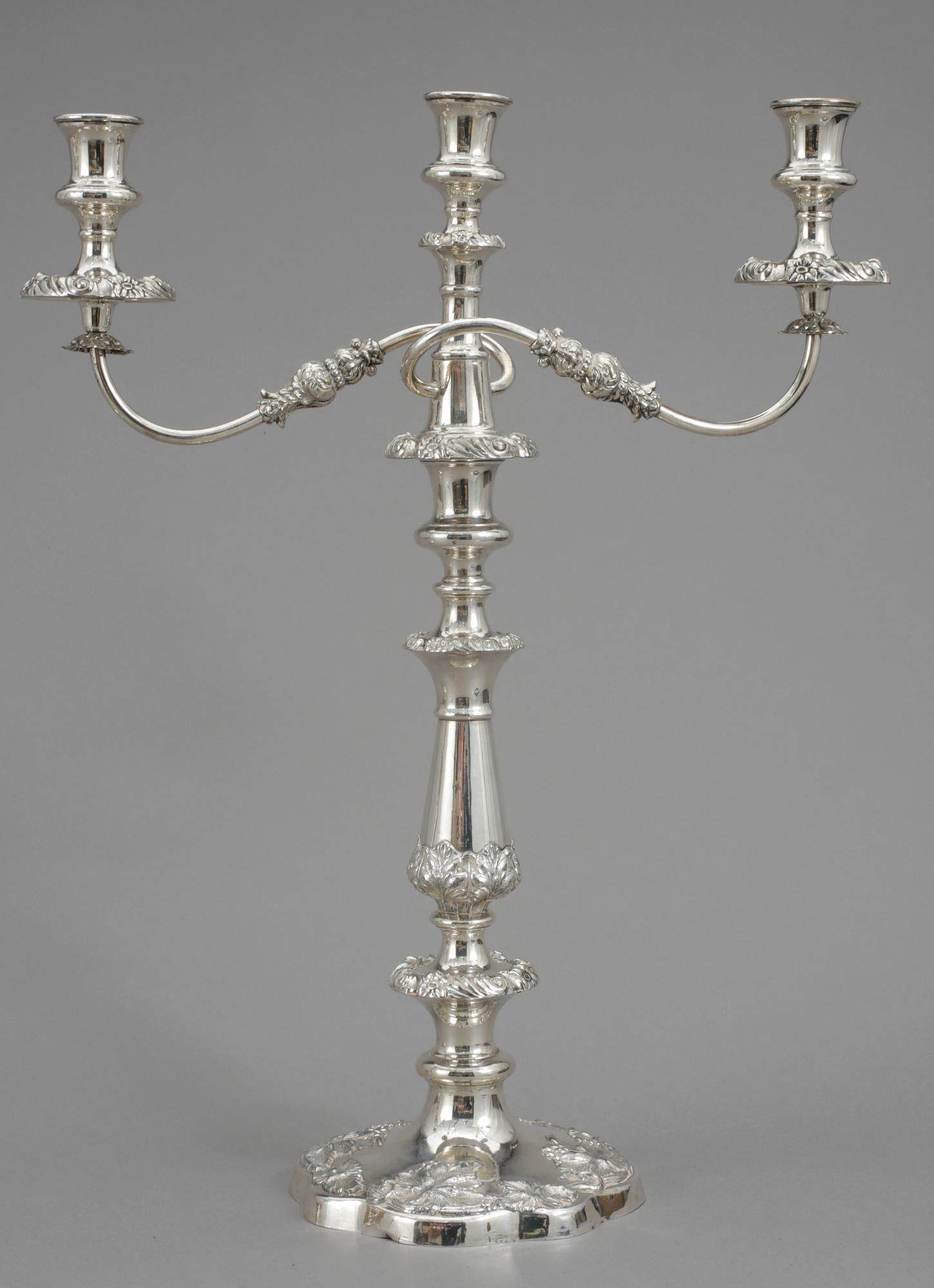 KANDELABRAR, ett par, nysilver, 1900-tal.