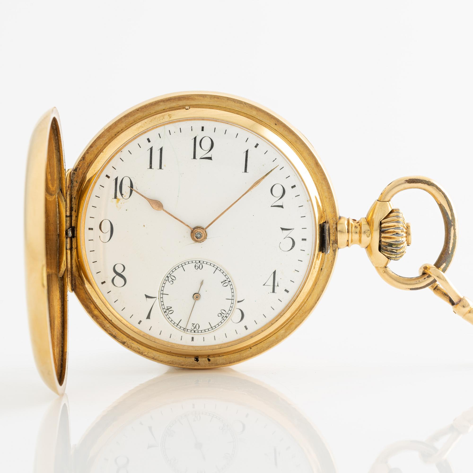 Omega, fickur, 18K guld, kedja i 18K guld, 51 mm.
