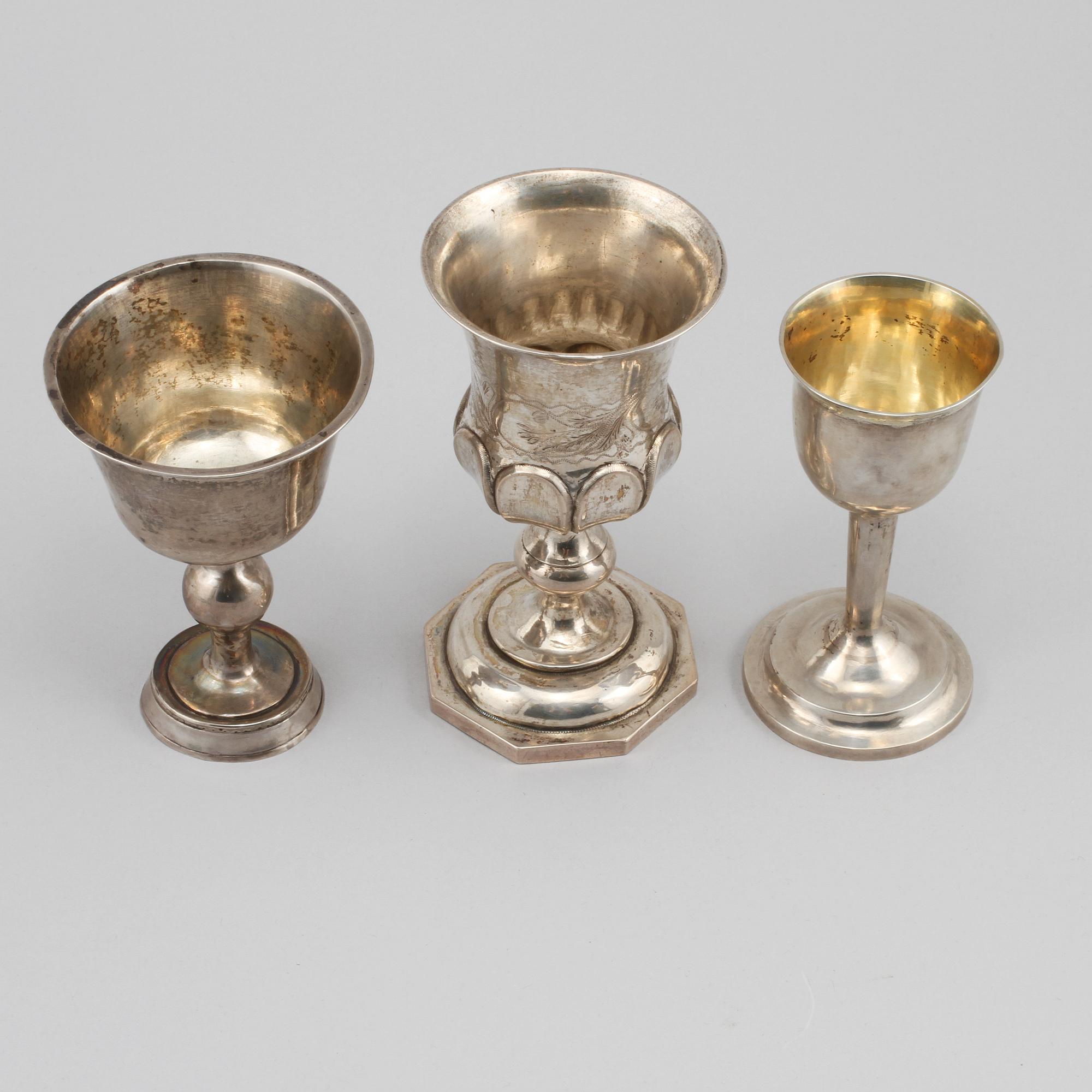 KALKAR, 3 st, silver, 1700 och 1800-tal, vikt 281 g.