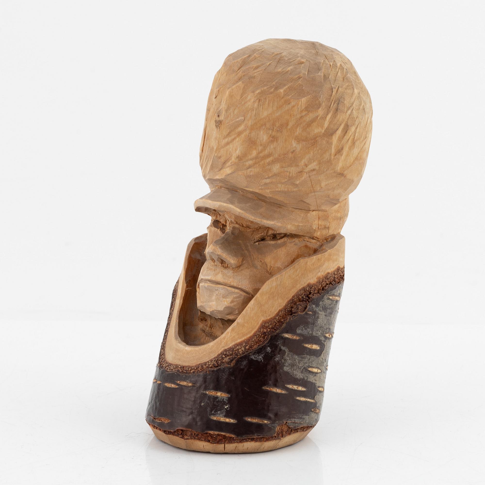 Bengt Jonsson, birch sculpture, signed.