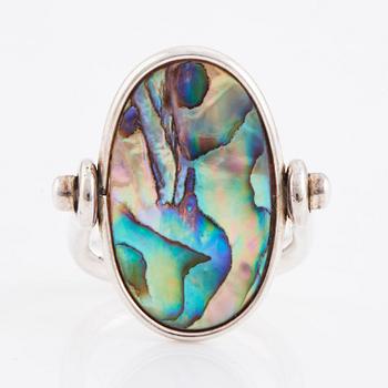 Vivianna Torun Bülow-Hübe, a sterling silver and mother-of-pearl ring, Jakarta, Indonesia.