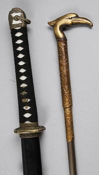 KATANA samt SVÄRDKÄPP, Japan resp Kina. 1900-tal.