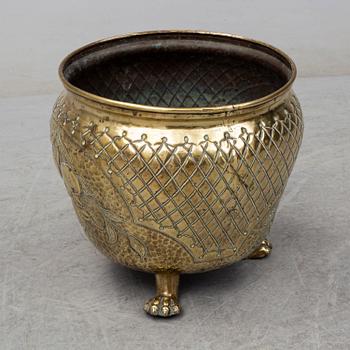 A 18th century brass flower pot.