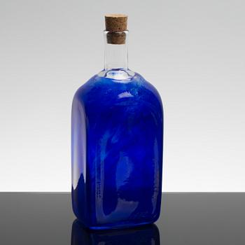 HELENA GIBSON, SNAPSGLAS, 6 st samt FLASKA, handblåst glas, 1990-tal.