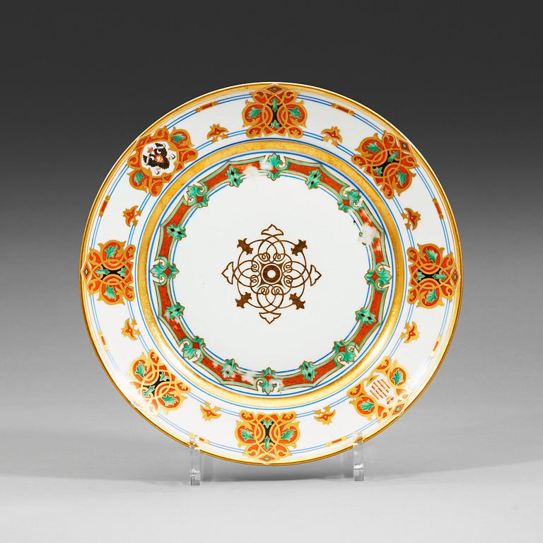 A Russian dinner plate, Imperial porecelain manufactory, St Petersburg, period of Nicholas I (1825-55).