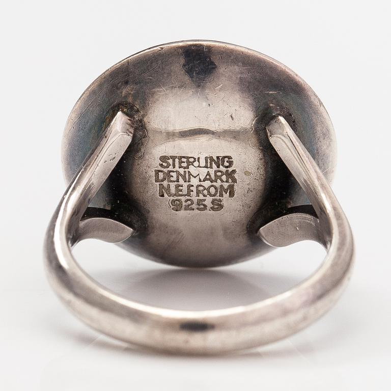 N. E. Form, A bracelet, ring and earrings made of sterling silver. Denmark.