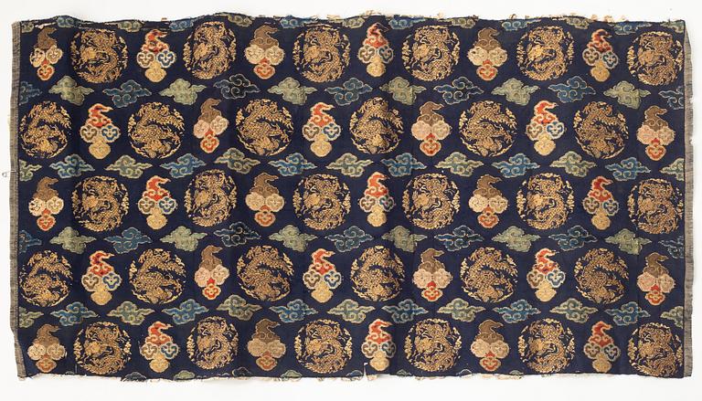A Chinese silk fragment, Qing dynasty, 18/19th century.