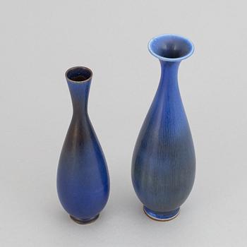 Berndt Friberg, two stoneware vases, Gustavsberg studio, Sweden 1960 and 1965.