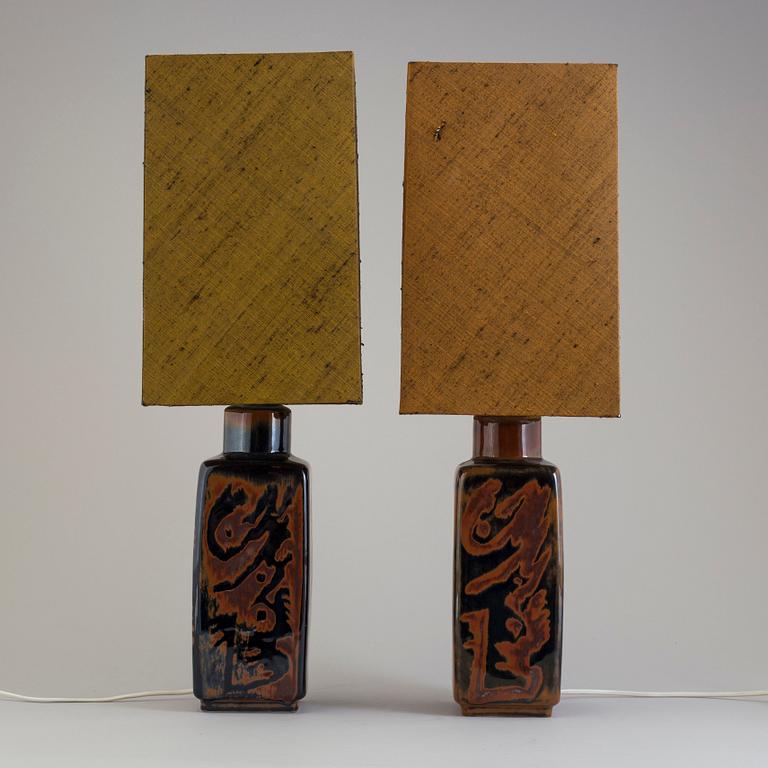 A pair of stoneware table lamps "Sultan", Carl-Harry Stålhane Rörstrand 1960´s/70´s.