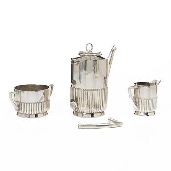 C.G. Hallberg, Coffee service, 3 pieces, silver, Stockholm 1913.