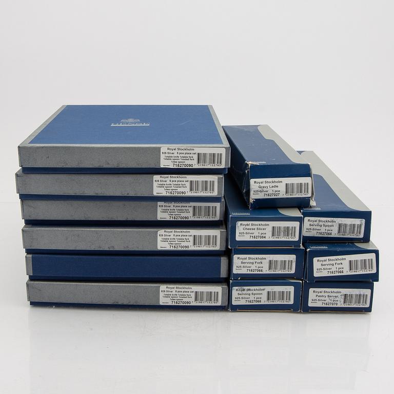 A Swedish 20th century set of 42 pcs of silver cutlery mark of Gensen Eskilstuna 1999 total weight 2572 grams.