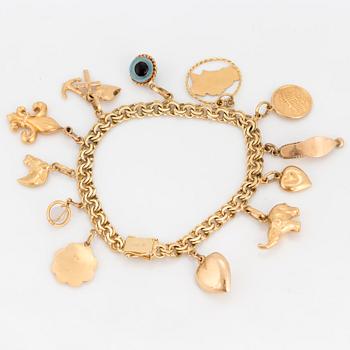 CHARM BRACELET, 14K gold.