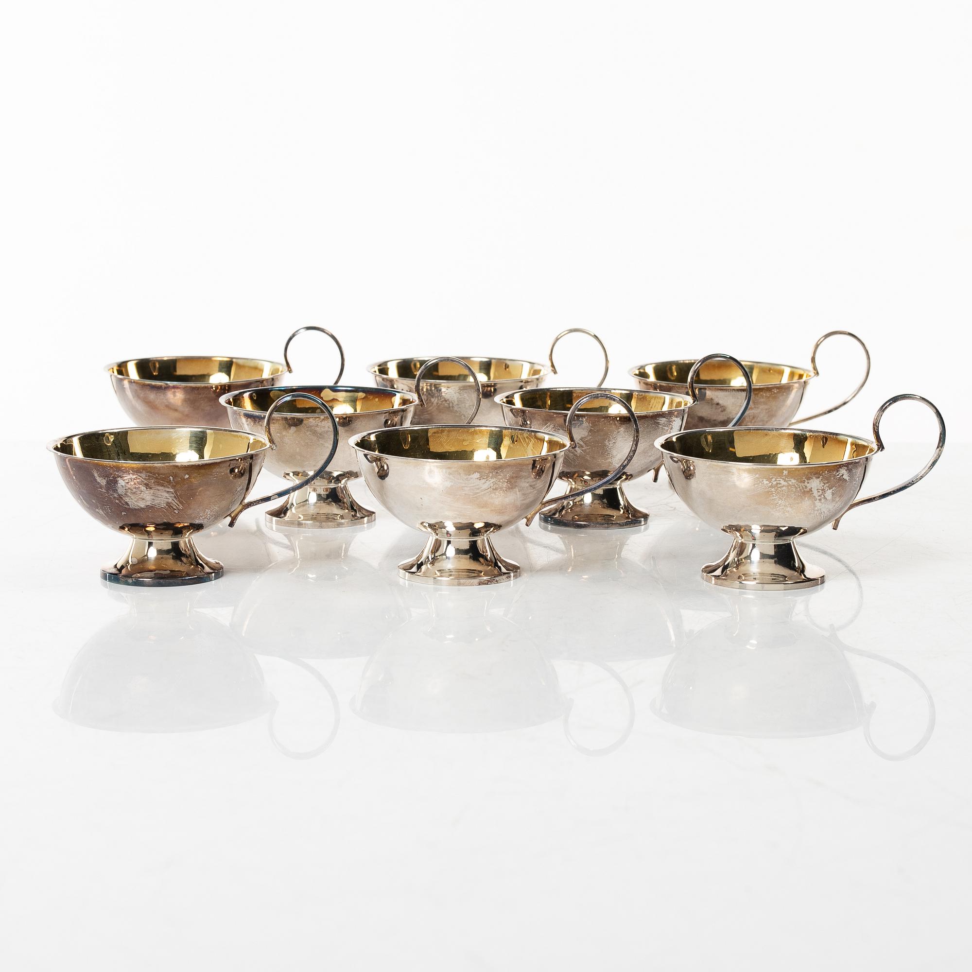 Punch mugs, 8 pcs, silver, Ceson Guldvaru Ab, Gothenburg 1978.