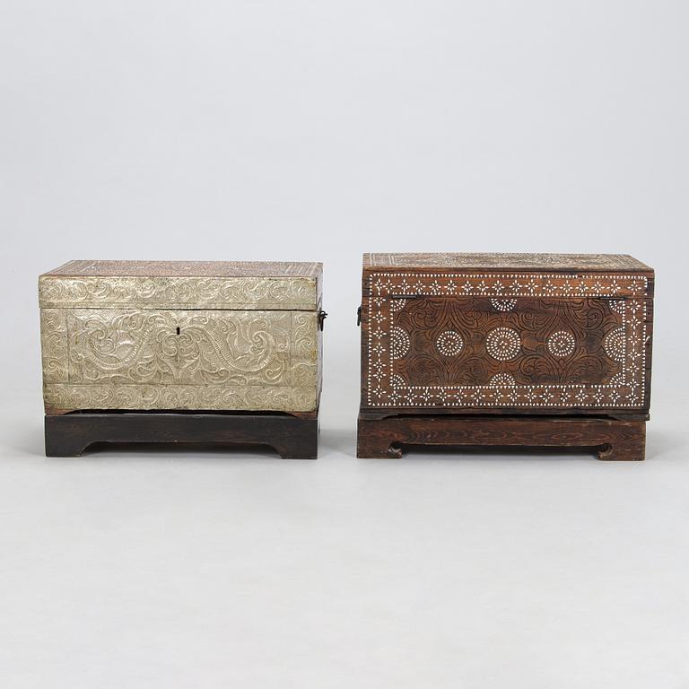 Two shell inlay chests, Philippines 20th century.