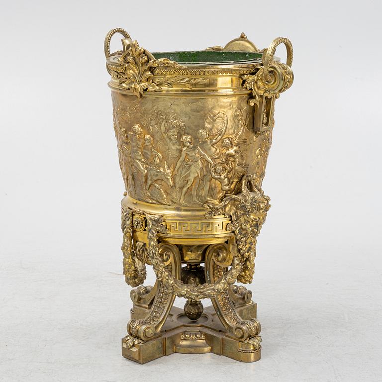 A Louis XVI style brass pot, second half of the 19th century.