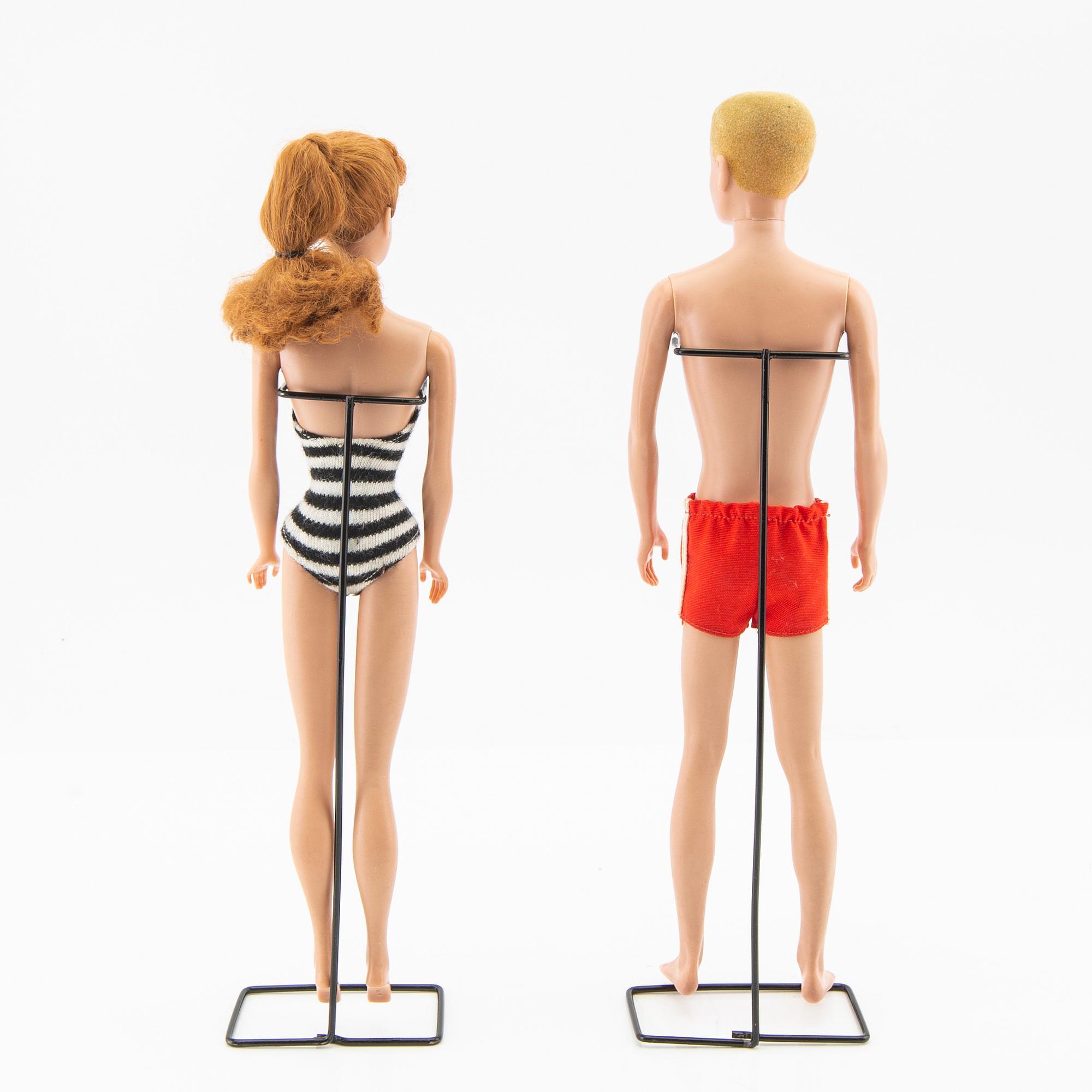 Barbie och Ken, dockor 2 st. samt kläder, vintage, "Nr. 5 Ponytail", Mattel 1961, "Ken" Mattel 1961.