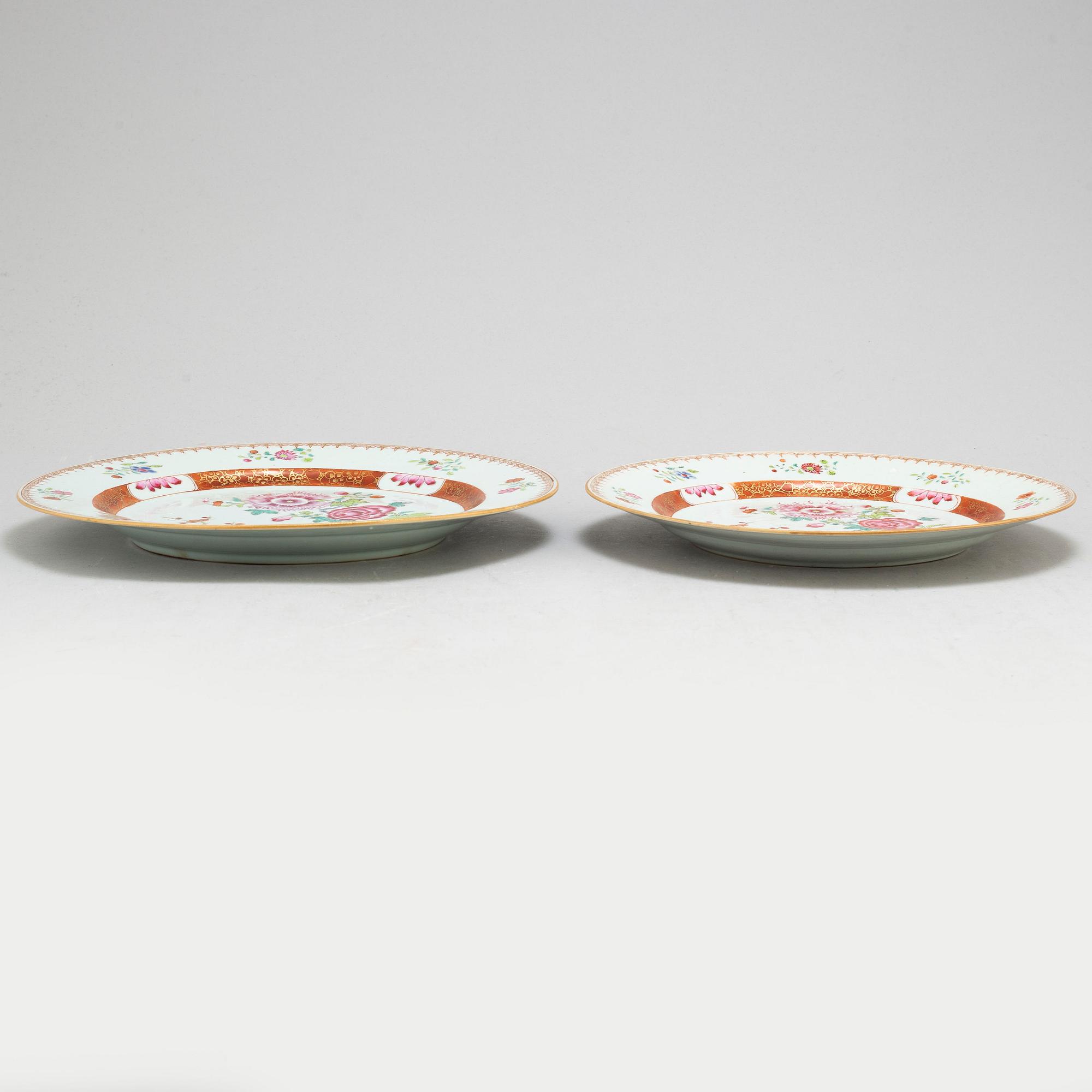 FAT, tre (2+1) stycken, kompaniporslin. Qingdynastin, Qianlong (1736-95).