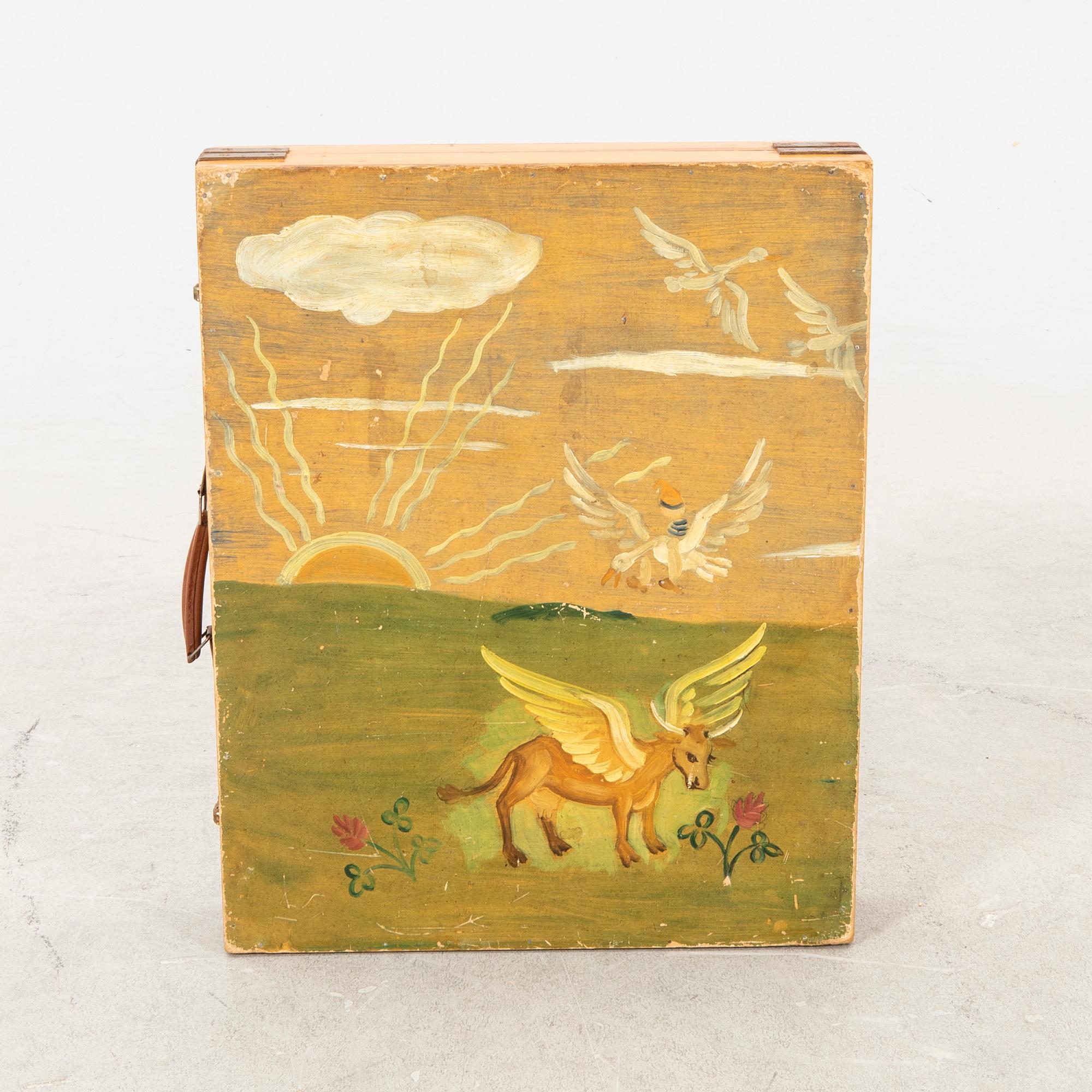 A portable picknick table and stools mid 1900s.