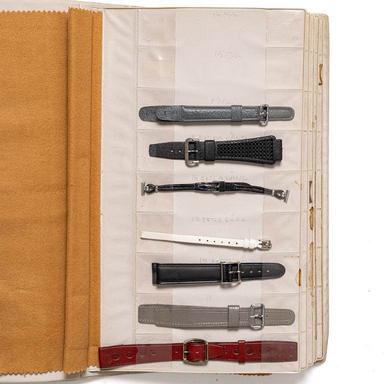 Lot of watch straps, metal links and an Omega watch box "No Reserve".