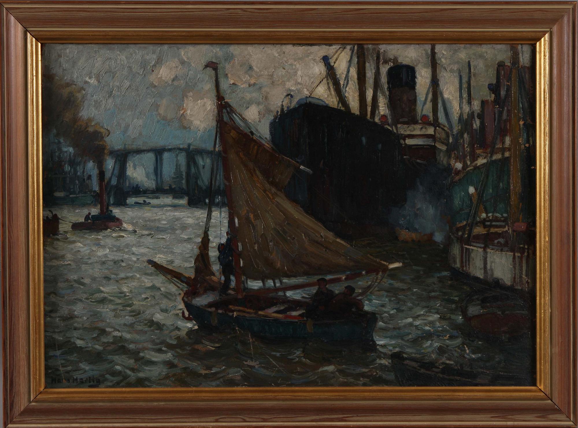 HANS HARTIG, olja på pannå, sign.