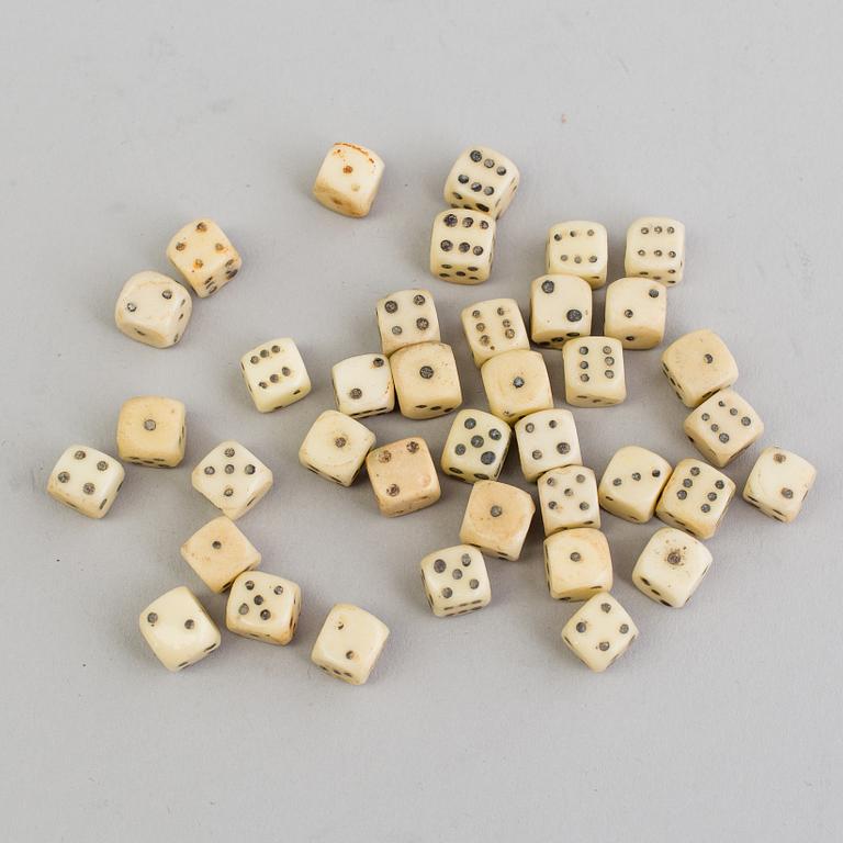 A set of 38 stone dice, 19th century.