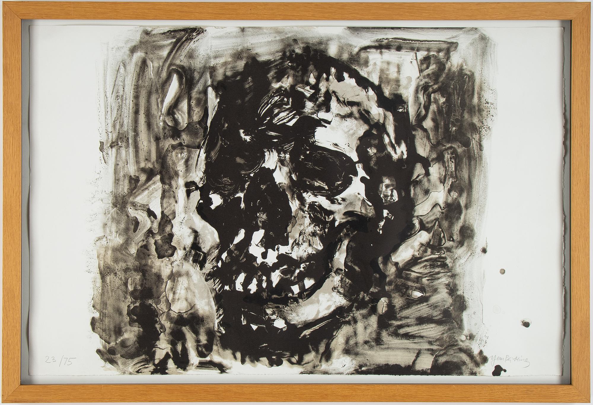 Yan Pei-Ming 严培明, lithograph, signed and numbered 23/75.