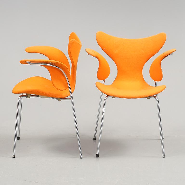 KARMSTOLAR, 4 st, "Måsen" Arne Jacobsen, Fritz Hansen, 1973.
