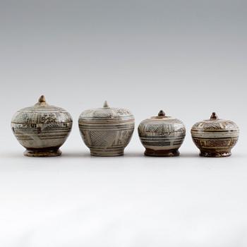 LOCKDOSOR, 4 st, stengods, Sawankholok, Thailand, 1400-tal.
