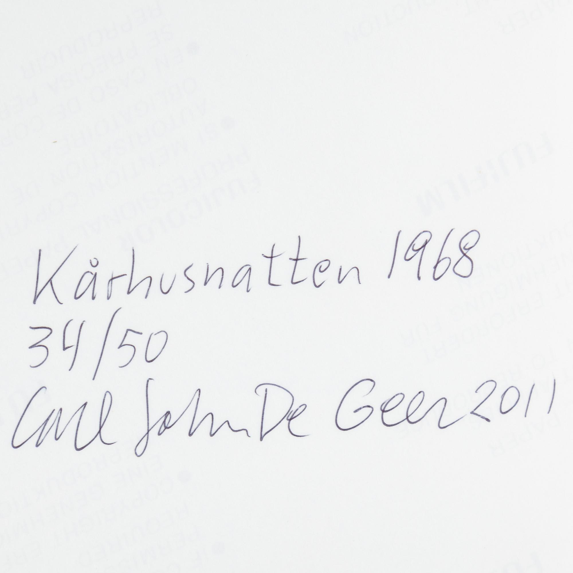 CARL JOHAN DE GEER, photograph, signed Carl Johan De Geer, dated 2011 and numbered 34/50 on verso.