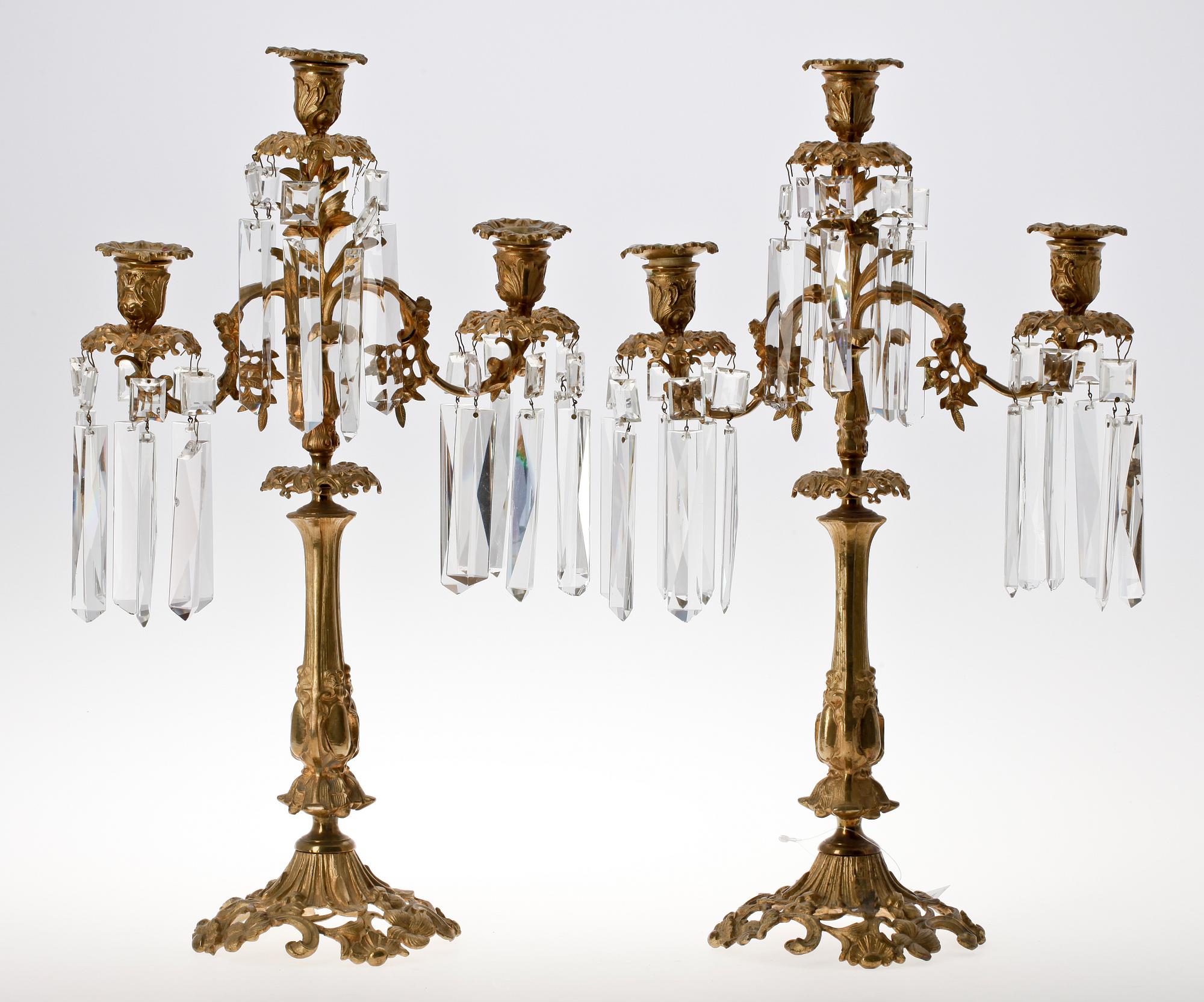 KANDELABRAR, ett par, nyrokoko, sent 1800-tal.