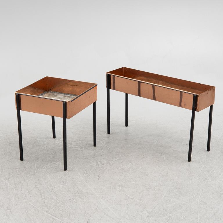 Two copper flower tables, second half of the 20th century.
