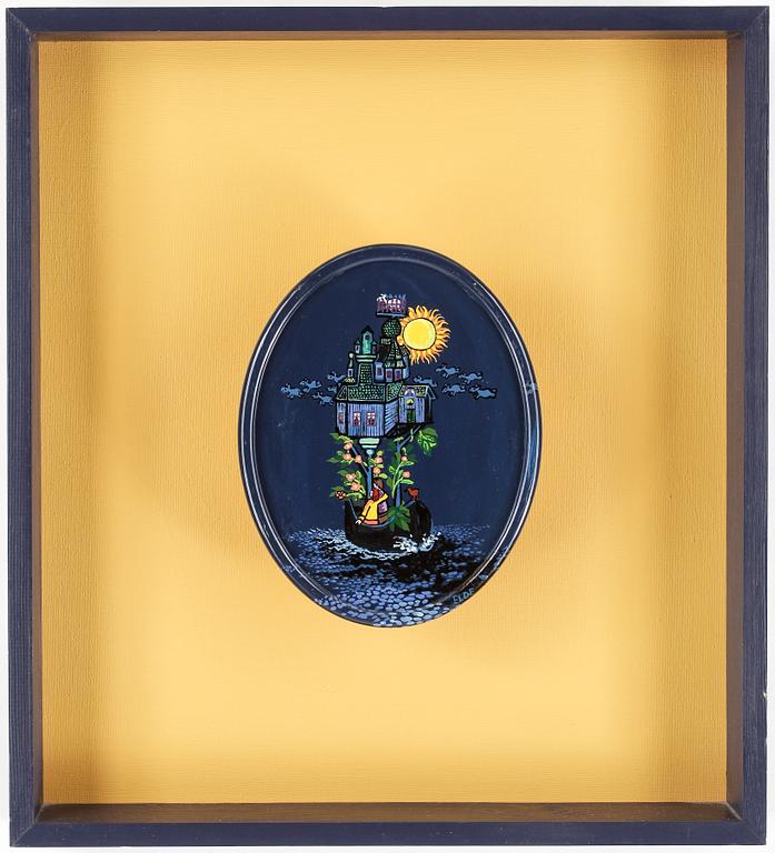 BENGT ELDE, akryl på pannå, signerad.