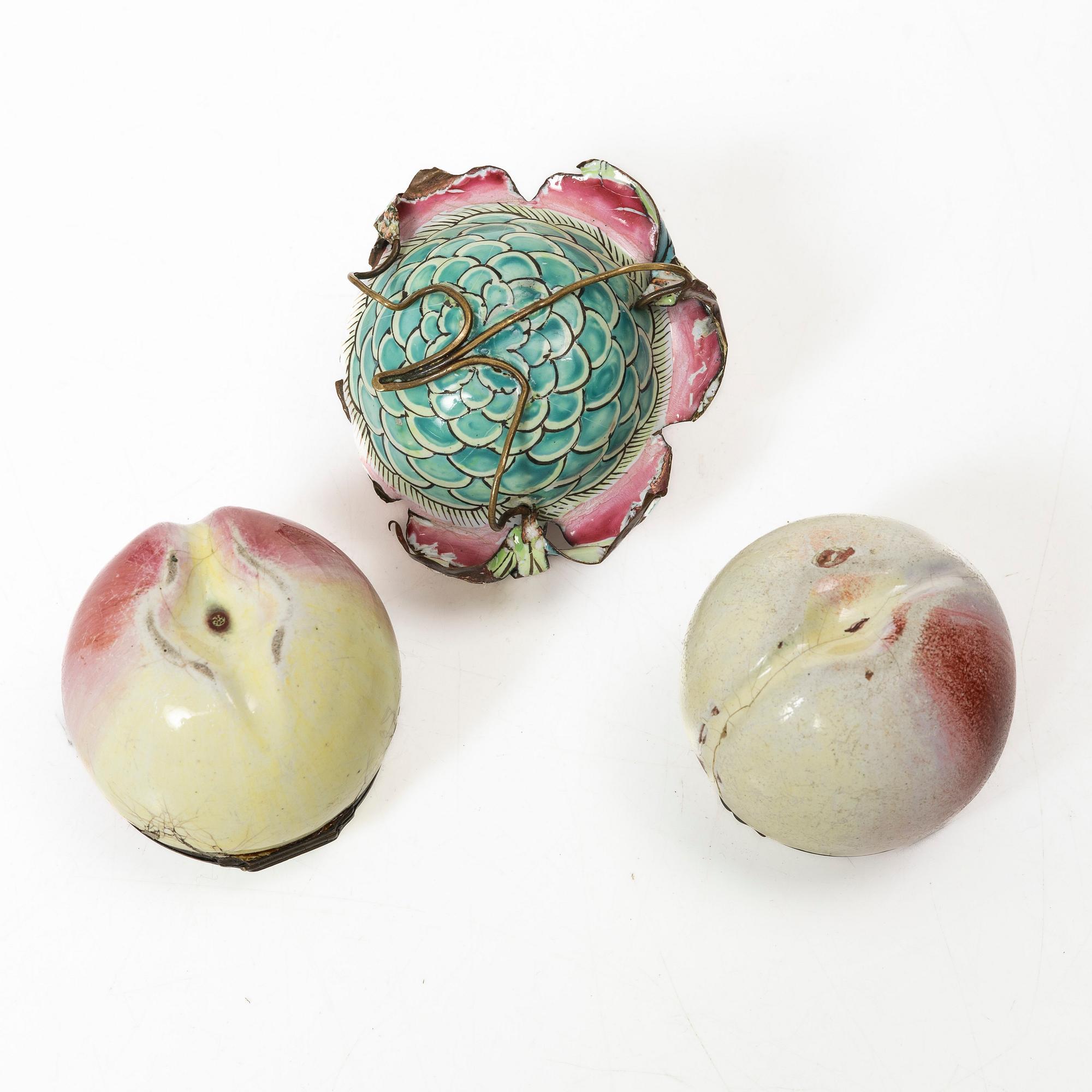 Three enamel boxes, China, 19th-20th century.