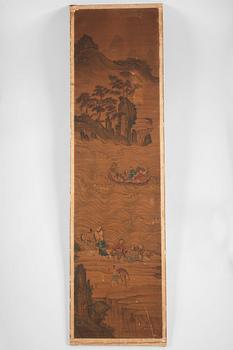 Paintings, 8 parts, depicting the eight immortals crossing the sea, late Qing Dynasty, 19th Century.