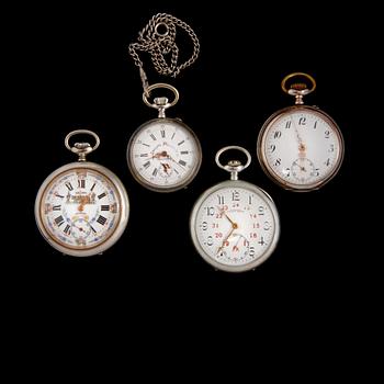 FICKUR, 4 st, delvis låghaltigt silver, 1900-talets första hälft.