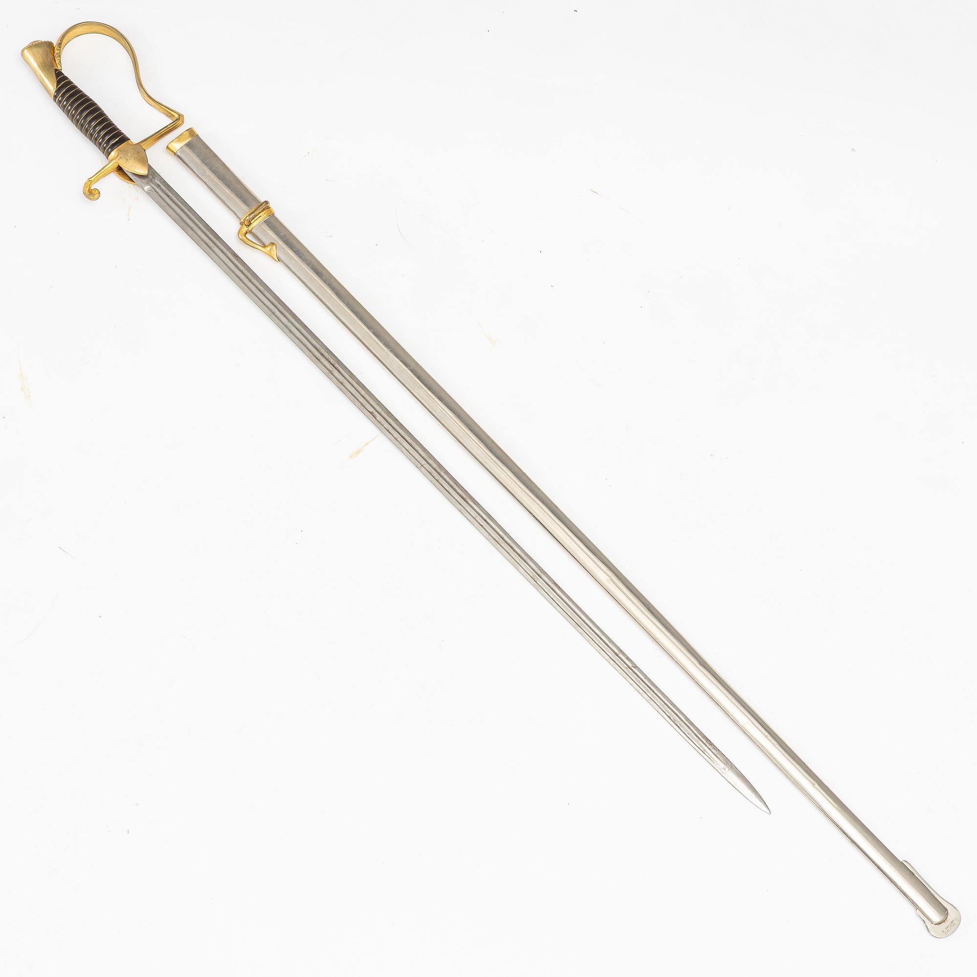 Sabre, Swedish, m/1891 for an officer in the supply corps, with scabbard.